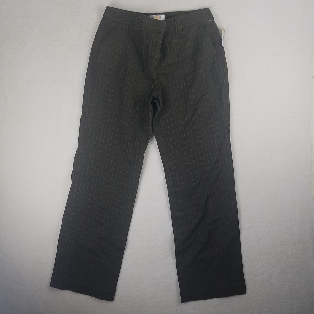 Talbots Petites Women's olive base Pinstripe Pants Size 10 Petite NWT Vntg